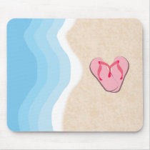 Pink Flip-Flops on the Beach Mousepad