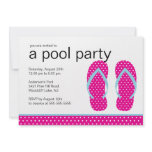 Pink Flip Flops Pool Party Invitation