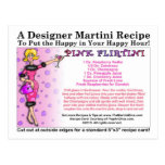 Pink Flirtini Martini Recipe Card Postcard