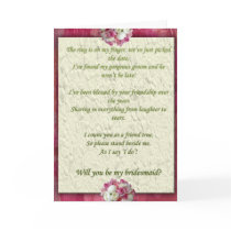 Pink floral Be my Bridesmaid Card
