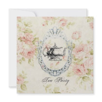 Pink Floral Bridal Shower Tea Party Invitation