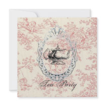 Pink Floral Bridal Shower Tea Party Invitation