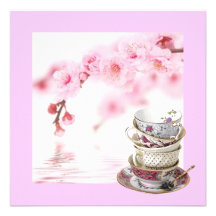 Pink Floral Bridal Shower Tea Party Invitation