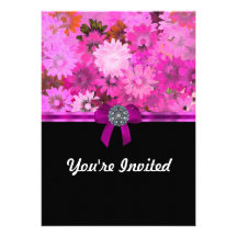Pink floral personalised personalised invite