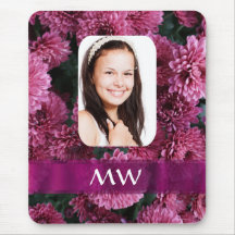 Pink floral personalized photo mouse pad