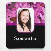 Pink floral personalized photo mousepad