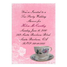 Pink Floral Tea Party Bridal Shower Invitation