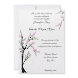Pink Floral Tree Wedding Invitations