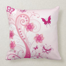 Pink Floral With Butterflies American MoJo Pillows