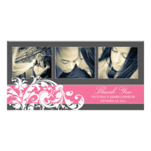 PINK FLOURISH | WEDDING THANK YOU CARD CUSTOM PHOTO CARD