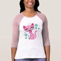 Pink Flower Cat ( gatto) Tee Shirts