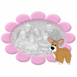 Pink Flower Corgi Photo Frame photo sculptures