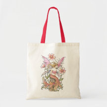 Pink Flower Fairy Budget Tote Bag, Grocery