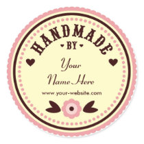 Pink Flower Handmade By Personalised Stickers