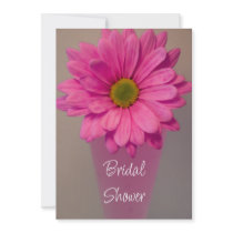 Pink Flower in Vase Bridal Shower Invitations