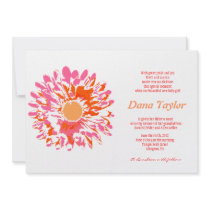 Pink Flower Jewish Baby Naming Invitation Hebrew