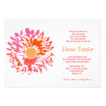 Pink Flower Jewish Baby Naming Invitation Hebrew