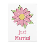 Pink Flower Just Married postcards