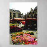 Pink Flower market in main square, Brussels, Belgi Print