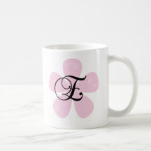 Pink Flower Monogram E Coffee Mugs