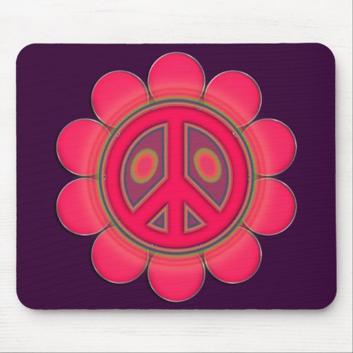 PINK FLOWER PEACE SIGN MOUSEPADS