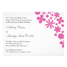 Pink Flower Power Wedding Invitation