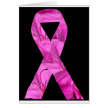 Pink Flower Ribbon Greeting Card