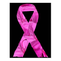 Pink Flower Ribbon Postcard
