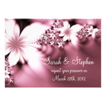 pink flower wedding invitation