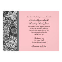 Pink Flower Wedding Invitation
