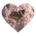 Pink Flowers and Buckeye Butterfly Heart Shaped St stickers