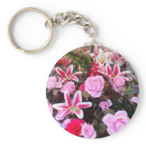Pink Flowers and Roses: Keychains