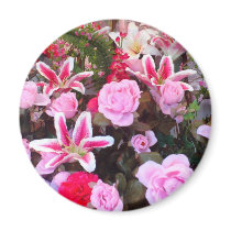 Pink Flowers and Roses: Magnet