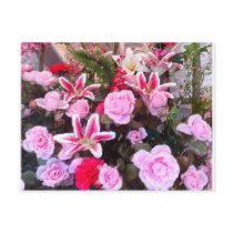 Pink Flowers and Roses: Postcard