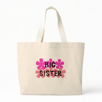 Pink Flowers Big Sister Canvas Bags