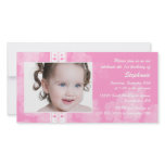 Pink flowers birthday party invitation photocard