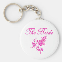 Pink Flowers Bride Products Keychains