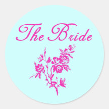 Pink Flowers Bride Products Round Sticker