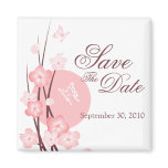 Pink Flowers Butterfly Save the Date Announcement magnets