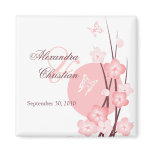 Pink Flowers Butterfly Save the Date Announcement magnets