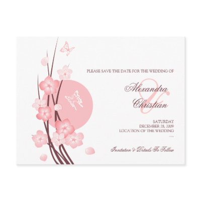 Pink Flowers Butterfly Save the Date Announcement Post Cards by Ruxique