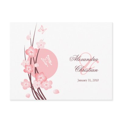 Pink Flowers Butterfly Save the Date Announcement Postcard by Ruxique