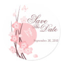 Pink Flowers Butterfly Save The Date Announcement stickers