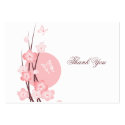 Pink Flowers Butterfly Thank You Card business cards