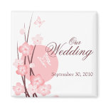 Pink Flowers Butterfly Wedding Announcement