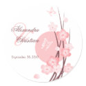Pink Flowers Butterfly Wedding Announcement stickers