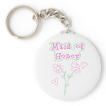 Pink Flowers Maid of Honour keychains