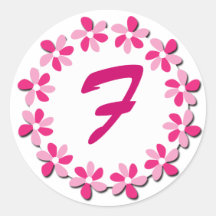 Pink Flowers Monogram Stickers F