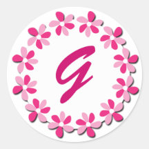 Pink Flowers Monogram Stickers G