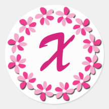 Pink Flowers Monogram Stickers X
